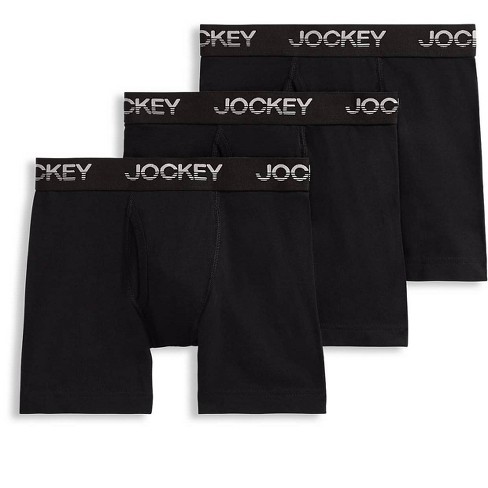 Jockey Boys' Cotton Stretch Boxer Brief - 3 Pack M Black