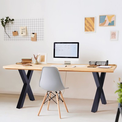 2PCS Metal Table Legs, 28" Height X Type Desk Legs Heavy Duty Desk Table Legs for Dining Table, Coffee Table, Desk with Floor Protectors