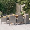 vidaXL Patio Dining Set Outdoor Dining Set Table and Chair Set for Garden - Gray 9 Piece with Cushions - 2 of 4