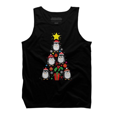Men's Design By Humans Penguin Christmas Tree By NekoShop Tank Top