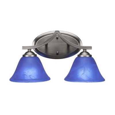 Toltec Lighting Zilo 2 - Light Vanity in  Graphite with 7" Blue Italian Shade