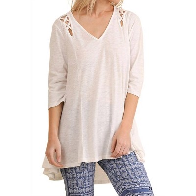 Women's Criss Cross Cutout Detail Tunic Top - umgee