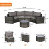 7-Piece Outdoor Patio Half-Moon Sectional Sofa Set with Tempered Glass Coffee Table - 4 of 4