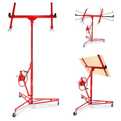 16 Ft Drywall Lift, 150LBS Capacity Rolling Drywall Rolling Lifter, Heavy Duty Sheetrock Hoist with Telescopic Arm for Home & Commercial Use