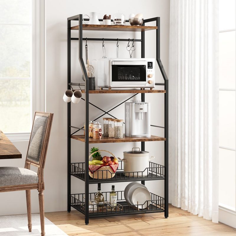 Whizmax Kitchen Bakers Rack, Coffee Bar with Storage 5-Tiers, Microwave Stand Kitchen Rack, Kitchen Shelf, Bookshelf, 4 of 11