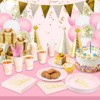 Hachikiko 192pcs Pink & Gold Dots Happy Birthday Party Pack, Disposable Plates, Napkins, Cups, Straws, Balloons, Cutlery - Serves 24 - 3 of 4