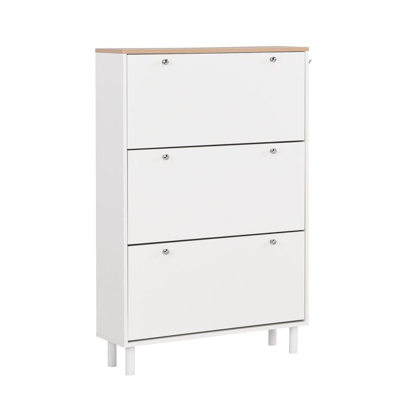 Narrow Design Shoe Cabinet with 3 Flip Drawers, 3 Hooks and Adjustable Panels - ModernLuxe, 4 of 11
