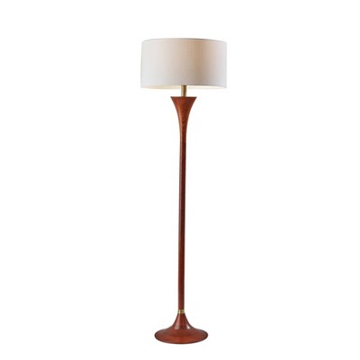 Rebecca Floor Lamp Walnut Rubberwood with Antique Brass Accent - Adesso