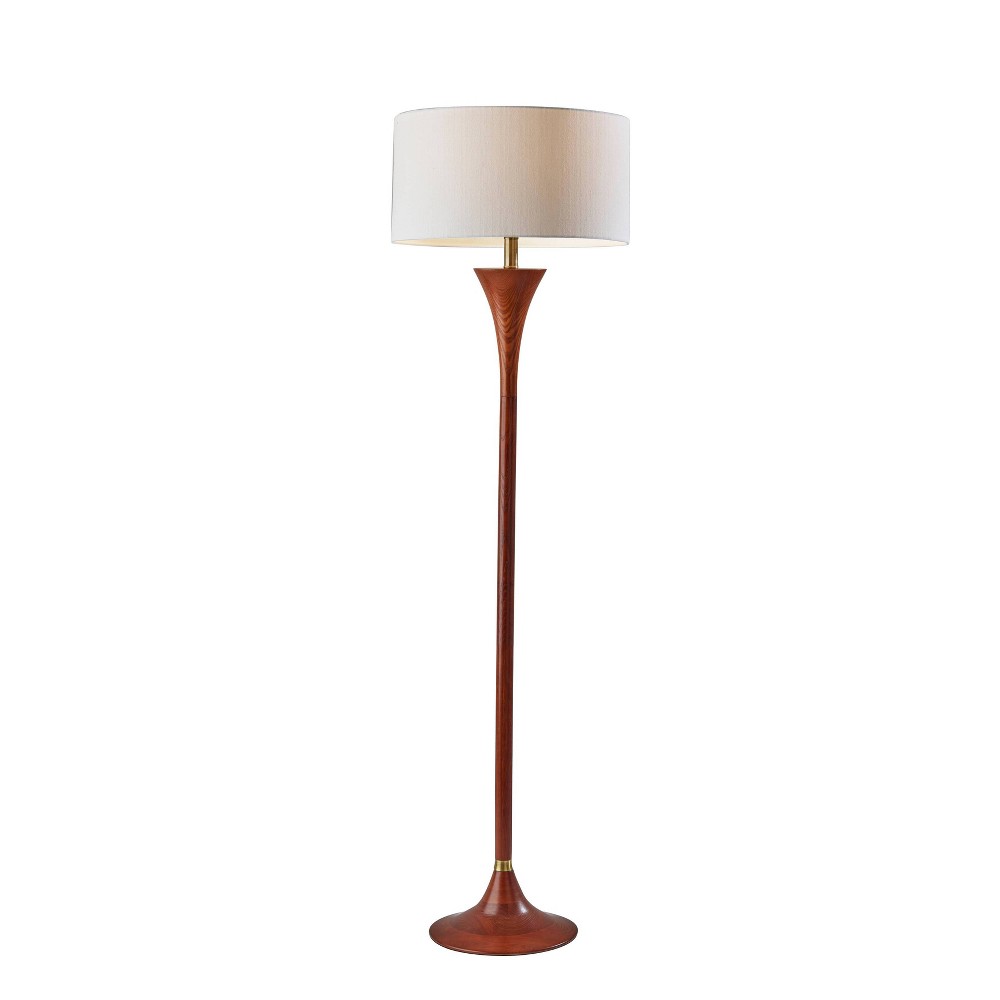 Photos - Floodlight / Street Light Adesso Rebecca Floor Lamp Walnut Rubberwood with Antique Brass Accent  