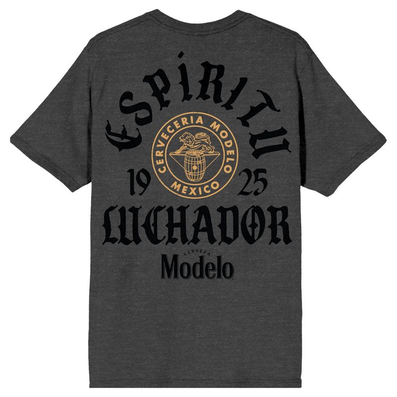 Modelo Espiritu Luchador 1925 Mexico Badge Crew Neck Short Sleeve Charcoal Heather Men's T-shirt, 3 of 5