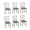 VECELO Rustic Wooden Dining Chairs Set of 2/4/6, Rubber Wood Kitchen Chairs with Padded Seat & Elegant Hollowed Backrest, Gray - 2 of 4