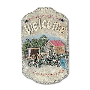 Welcome Sign, Buggy Porch Decor, Resin Slate Plaque, Ready To Hang Decor - 1 of 1