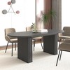 Gulches Black Extendable Oval Dining Table 4-8 People Wooden Strip Base MDF Kitchen Family Living Room Table - 2 of 4