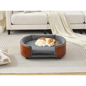 Mocamel Scandinavian style Elevated Dog Bed Pet Sofa With Solid Wood legs and Bent Wood Back, Velvet Cushion,Mid Size - 1 of 4