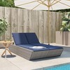 vidaXL Double Sun Lounger with Cushions Gray Poly Rattan - 3 of 4