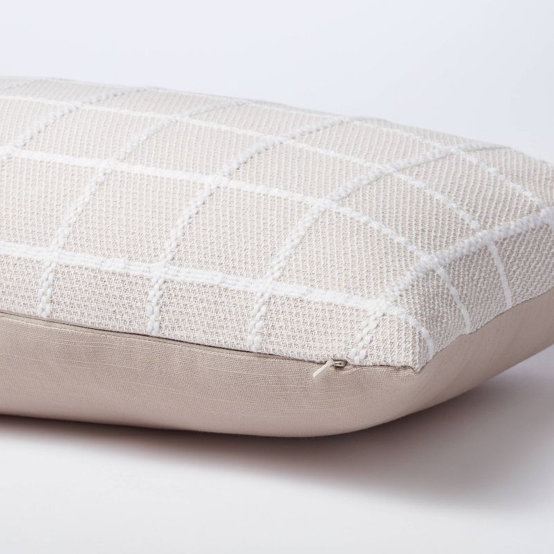 Oblong Woven Grid Decorative Throw Pillow Light Beige - Threshold&#8482; designed with Studio McGee, 5 of 10