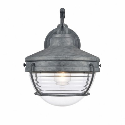 Aged Zinc Ribbed Glass Swing Arm Wall Sconce