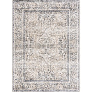 Hauteloom Arias Beige Blue Washable Area Rug - 1 of 4