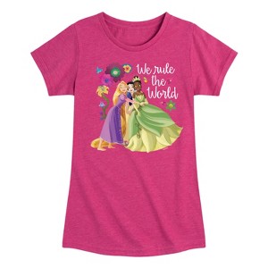 Girls' - Disney Princess - Tiana Snow White Rapunzel We Rule The World Fitted Short Sleeve Graphic T-Shirt - 1 of 4
