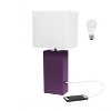 Modern Leather Table Lamp with USB and Fabric Shade - Elegant Designs - 3 of 4