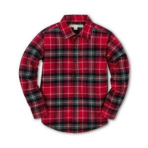 Hope & Henry Boys'  Cotton Brushed Button Down Shirt, Infant - 1 of 4