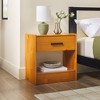 Walker Edison Modern Easy Assembly Solid Wood 1-Drawer Nightstand with Open Shelf - 2 of 4