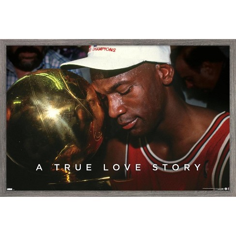 Trends International Michael Jordan - Black and White Wall Poster, 22.375  x 34, Barnwood Framed Version