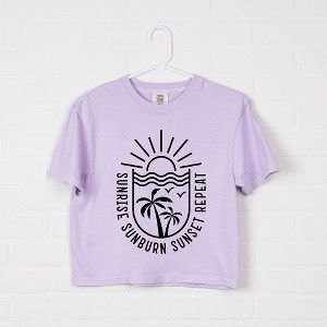 Simply Sage Market Women's Sunrise Sunburn Sunset Repeat Beachscape Short Sleeve Relaxed Fit Cropped Tee - 1 of 3