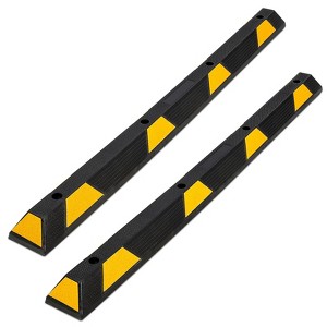 Car Parking Stopper 72 Inch Heavy Duty Rubber Parking Curb Wheel Stopper with Yellow Reflective Strips, Truck, Trailer and Van - 1 of 4