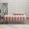 CAVINAS 53.2" Modern End of Bed Sofa Fabric Upholstered 2 Seater Sofa Couch Fuzzy Sofa Stool with Gold Metal Legs for Living Room - 2 of 4