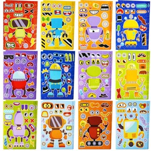 Joyfy 24 Pcs Make a face Stickers for Kids  9"x6" Make Your Own Robot  Stickers Party Favors Kids Crafts Goodie Bags Stuffers Classroom Activities - 1 of 4