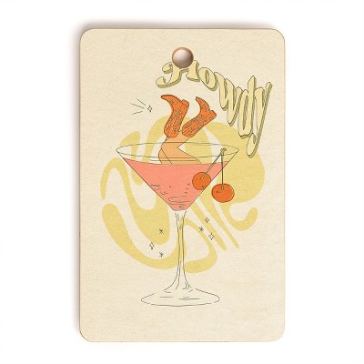 shanasart Tipsy Cowgirl Tan Cutting Board Rectangle - Deny Designs