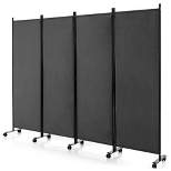 Costway 4-Panel Folding Room Divider 6FT Rolling Privacy Screen with Lockable Wheels Black/Brown/Grey/White