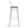 Sapphtopaz 39" Metal Bar Stool Industrial High Chair with Footrest and Slat Backrest Counter Height Barstools Set of 2 for Kitchen Island - 2 of 4