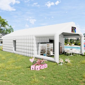 AMERLIFE Inflatable Nightclub Tent, Black Portable Gazebo with Dual Doors, Logo Panel - 1 of 4
