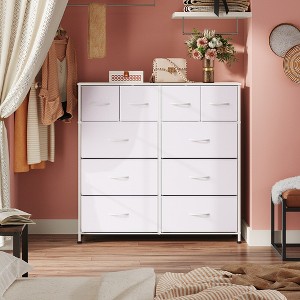 GALAXHERO 10-Drawer Bedroom Dresser, Fabric Storage Tower with Cabinet, Tall Organizer for Clothing & Closet, Metal Frame & Wooden Top - 1 of 4