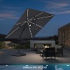 PURPLE LEAF 10x10 Ft Cantilever Umbrella Square Solar Powered LED Outdoor Patio Umbrella with 360°Rotation Adjustable With Base - 2 of 4