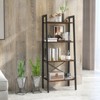 Tangkula 4-Tier Ladder Bookshelf Industrial Wooden Bookcase with Metal Frame Anti-Toppling Device Rack Rustic Brown/Gray Oak - 2 of 4