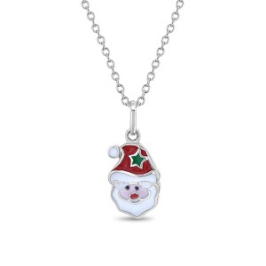 Girls' Jolly Christmas Santa Sterling Silver Necklace - In Season Jewelry - 1 of 4