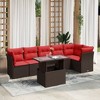 vidaXL 7 Piece Garden Sofa Set with Cushions Brown Poly Rattan - 2 of 4
