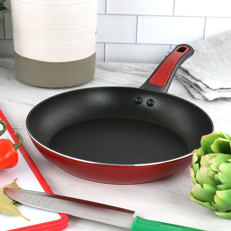 Oster Claybon 9.5 Inch Nonstick Frying Pan in Speckled Red, 5 of 6