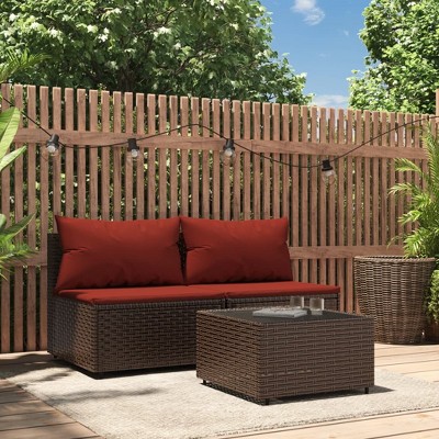VidaXL 2 Piece Patio Lounge Set with Cushions Poly Rattan Gray