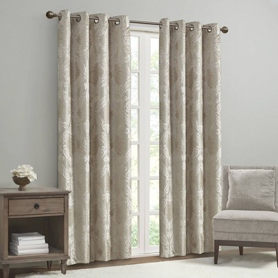 Champagne Jacquard Paisley Blackout Grommet Window Panel, 50" x 95"