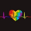 Adult Design By Humans Rainbow Heartbeat Pride By corndesign T-Shirt - 2 of 2