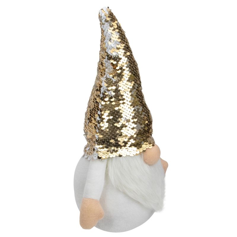 Northlight 12" Gnome with Gold and White Flip Sequin Hat Christmas Decoration, 4 of 7