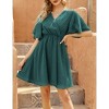 Women's Floral Dress Casual Short Sleeve Sundress Swing A Line Maxi Dresses - 3 of 4