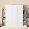 Queen Size Murphy Bed/wall Bed With Shelves And Led Lights, White 4a ...