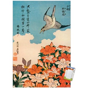 Trends International Cuckoo and Azalea by Katsushika Hokusai Unframed Wall Poster Prints - 1 of 4