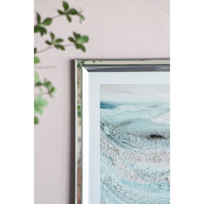 Aurora Crystal Mirror Framed Wall Art - Set Of 2 -  23.5" X 31.5" - Blue/White/Beige (Set of 2)
