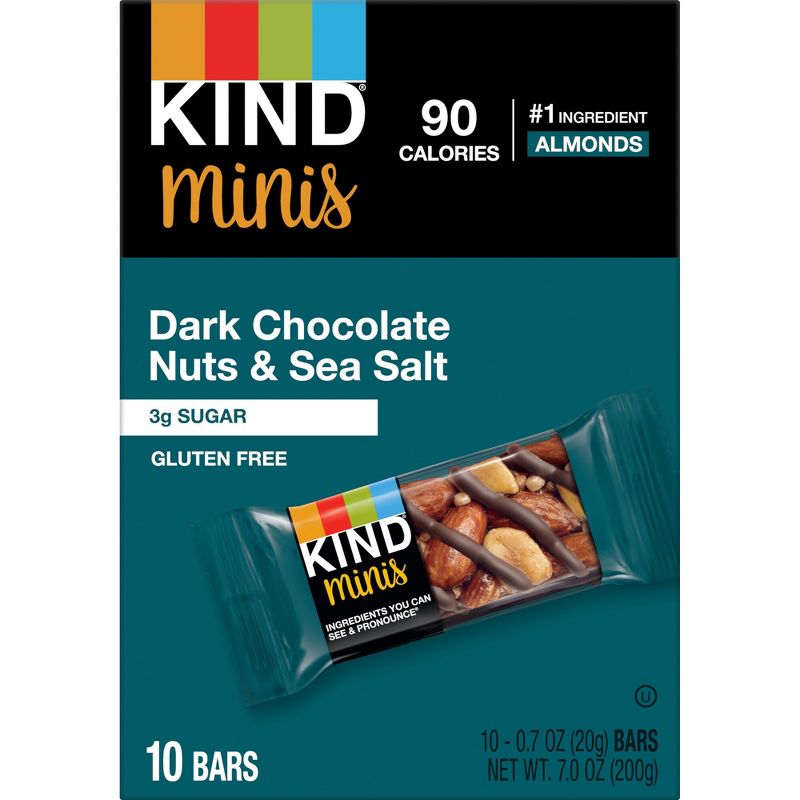 KIND Minis Dark Chocolate Nuts Sea Salt - 0.6 / 10ct, 3 of 11